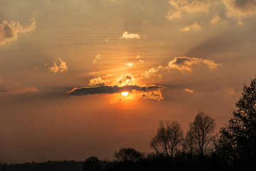 Fototapeta na wymiar Picturesque sunset in Ukraine, clouds