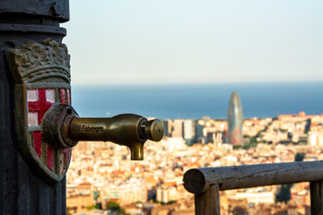 Fototapeta premium Panoramic skyline view of Barcelona city, Catalonia, Spain.