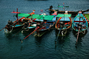 Fototapeta na wymiar A few boats next to Koh Tao island. Thailand. 