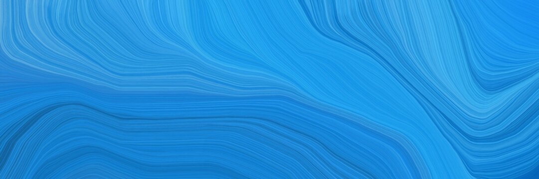 modern landscape orientation graphic with waves. modern curvy waves background illustration with dodger blue, corn flower blue and strong blue color © Eigens