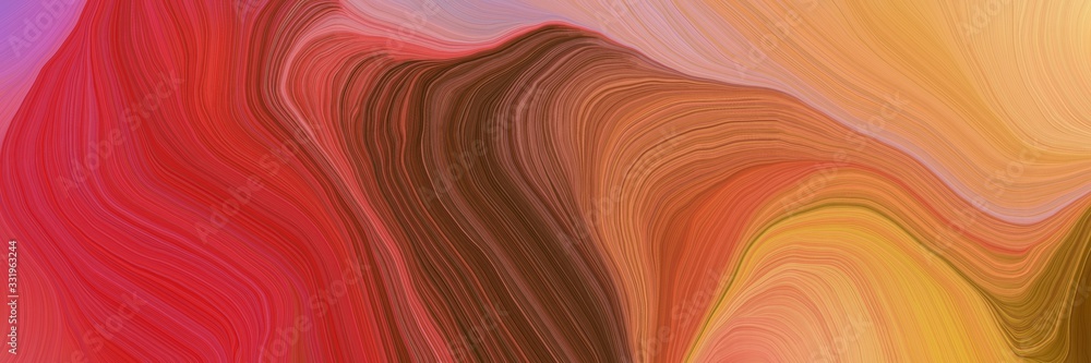 Poster modern landscape orientation graphic with waves. curvy background design with sienna, moderate red and chocolate color