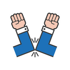 Greeting with your elbow. Simple vector illustration