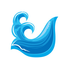 ocean waves with curling on white background