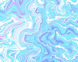 Fluid Art. Abstract colorful background in blue shades, wallpaper. Marble texture. Mixing colors. Contemporary art, style.