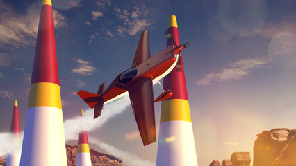 Sports plane on air racing. Render 3D. Illustration. © Artur Didyk