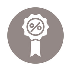 commercial medal with percent symbol block style