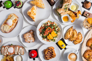Assortment of dishes of European cuisine.