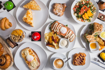 Assortment of dishes of European cuisine.
