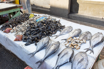 Stall at fish market in Ouvea