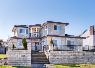 Houses in suburb at Summer in the north America. Luxury houses with nice landscape.