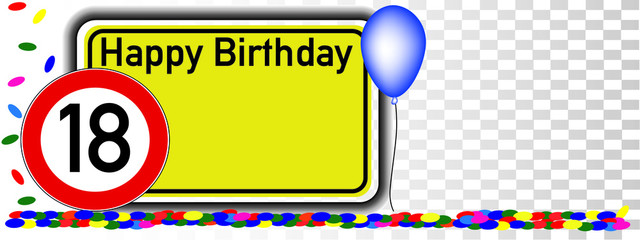 Naklejka premium Grußkarte 18 Jahre mit Textfreiraum 