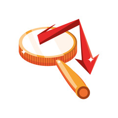magnifying glass with red arrow on white background