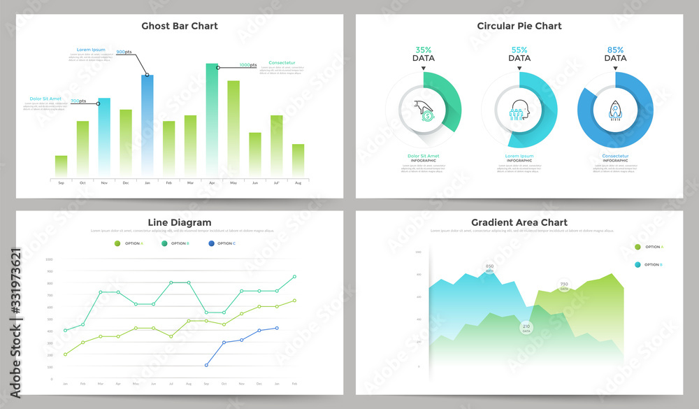 Poster set of graphs and charts