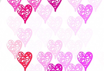 Light Purple vector background with hearts.