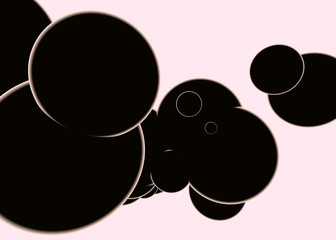 Futuristic abstract background with voluminous spheres. Smooth soft rounded floating ball circle shapes. Monochrome three-dimensional poster, wallpaper design banner. 3D rendered image.