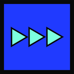 Light blue forward button dark blue background for music, movie and computer concepts.	
