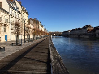 The quays of the Doubs river in Besan&ccedil;on, France