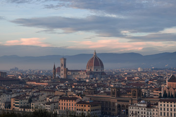 Fototapeta na wymiar Florence at sunset, Piazzale Michelangelo
