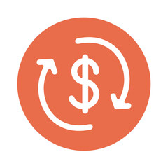 money symbol with arrows block style icon