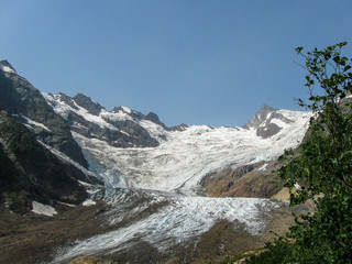 Glacier in the mountains of the North Caucasus