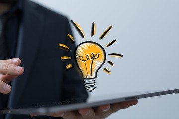 solution concept business idea lamp.