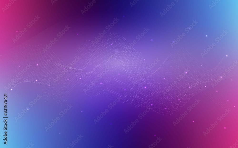 Wall mural dark pink, blue vector background with dots. illustration with set of shining colorful abstract circ