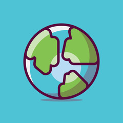 Earth Vector Icon Illustration. Flat Cartoon Style Suitable for Web Landing Page, Banner, Sticker, Background.