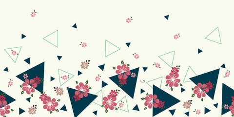 flowers and triangles border design