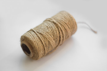 Twine close up on a white background