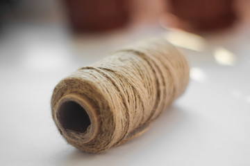 Twine close up on a white background