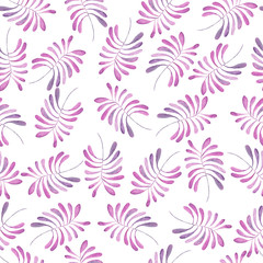 Fototapeta na wymiar Watercolor seamless pattern with pink branches isolated on white background. Hand painted. Floral illustration for design, print, fabric, invitations, cards, wall art and other.