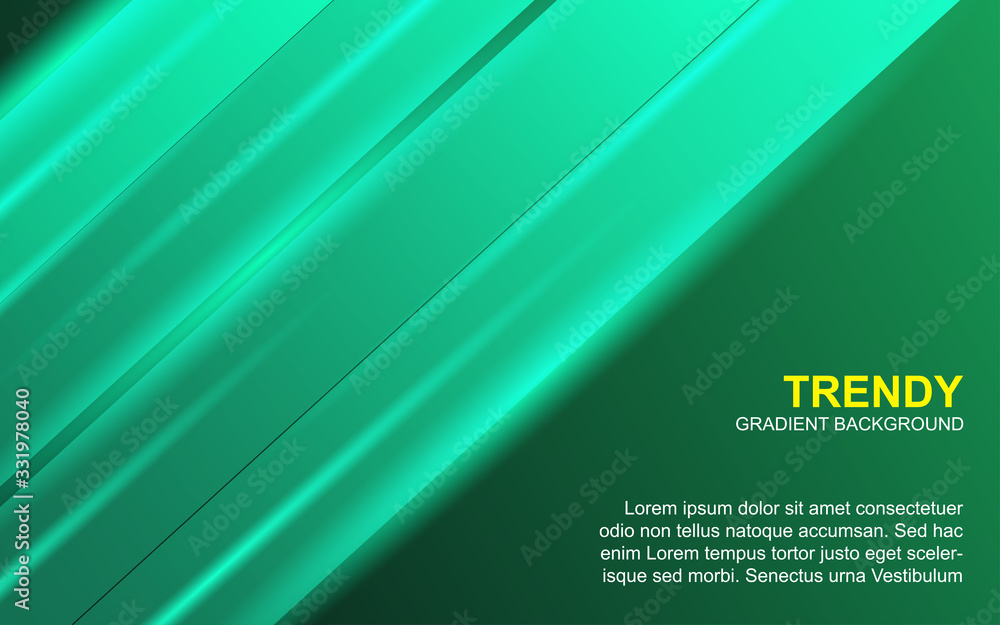 Poster trendy green gradient color abstract background with fluid and memphis style composition. modern con