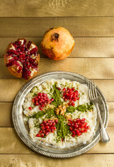 Gullac dessert,today usually made in Ramadan month came from Ottoman Kitchen.Made with Gullac sheets,milk,sugar,walnut,rose water and pomegranate seeds,pistachio and diced hazelnut for garnish.
