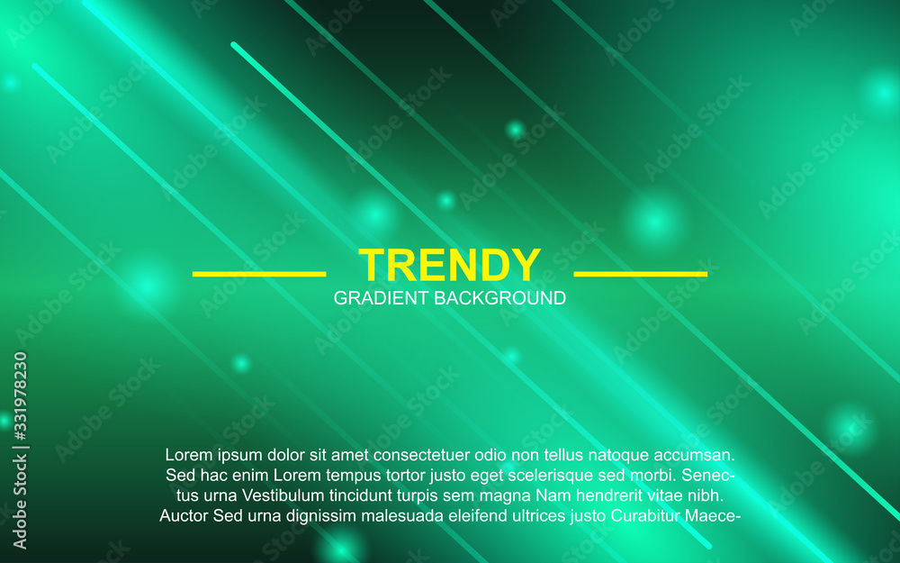 Poster trendy green gradient color abstract background with fluid and memphis style composition. modern con