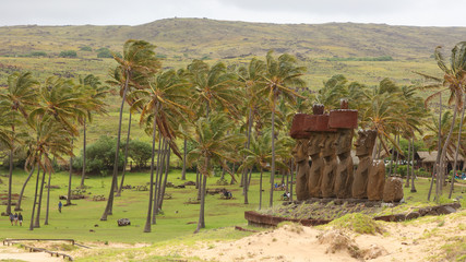 Ahu Nau Nau, Playa de Anakena, Isla de Pascua, Chile