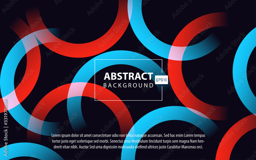 Wall mural trendy red and blue gradient color abstract background with fluid and memphis style composition. mod