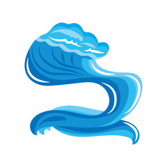 ocean waves with curling on white background