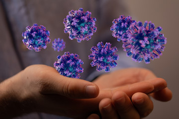 flu virus attack digital 3d  epidemic.