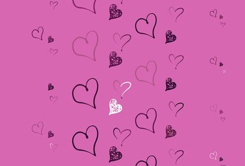 Light Pink vector backdrop with sweet hearts.