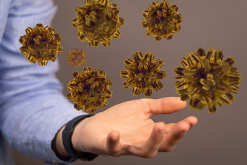 flu virus attack digital 3d  epidemic.
