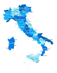 Italy map. Cities, regions. Vector