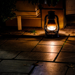 Oil lamp at night