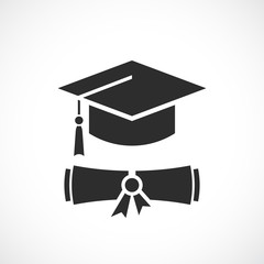 Fototapeta Graduation cap and education diploma vector icon obraz