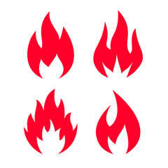 Red flame or fire silhouette vector icon