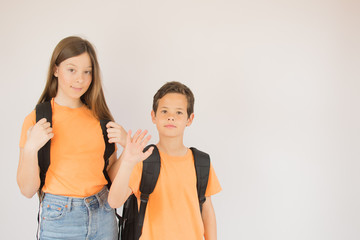 Boy and girls ready for school