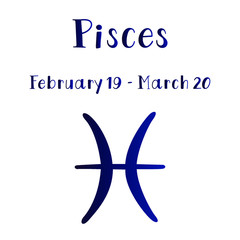 Vector illustration of Pisces zodiac sign isolated on a white background.