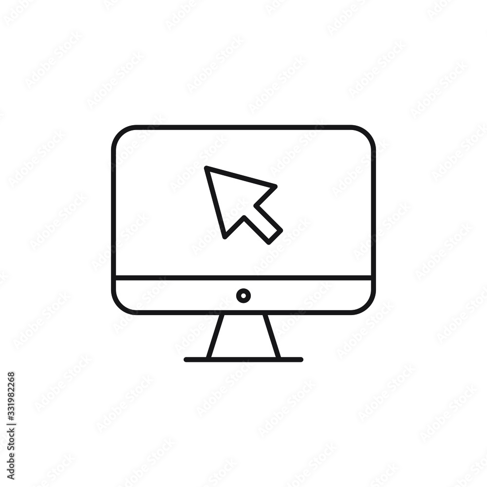 Poster computer monitor with cursor vector icon