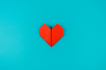 Origami hearts made of paper