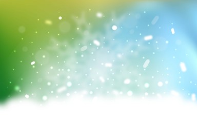 Vector template with ice snowflakes. Snow on blurred abstract background with gradient. The pattern can be used for new year leaflets.