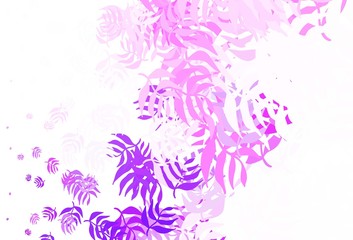 Light Purple, Pink vector elegant pattern with leaves.
